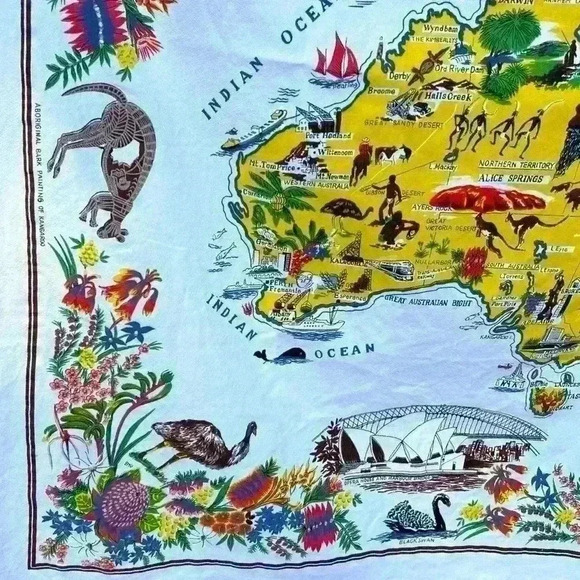 Vintage Australia Map Wall Hanging Tapestry Art - Picture 5 of 9